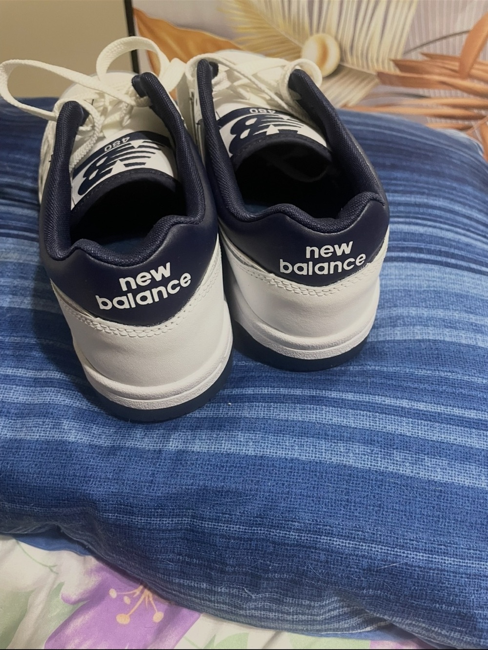 New Balance 480 Men's White & Navy Casual Leather Sneaker - Picture 4 of 6